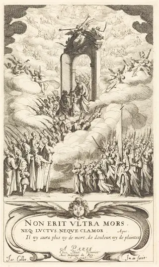 Frontispiece for "The Calendar of Saints", by Jacques Callot, ink