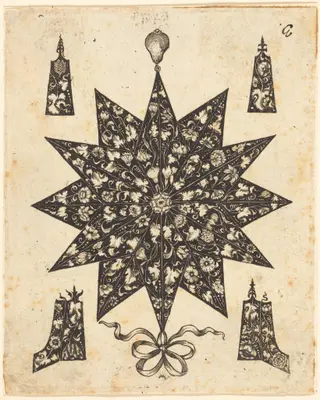 Star Embellished with Flowers, by Johannes Hanias, ink, 1650