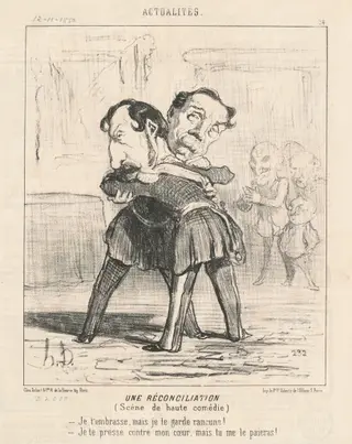 Un réconciliation, scène de haute comédie ..., by Honoré Daumier, ink, 1850