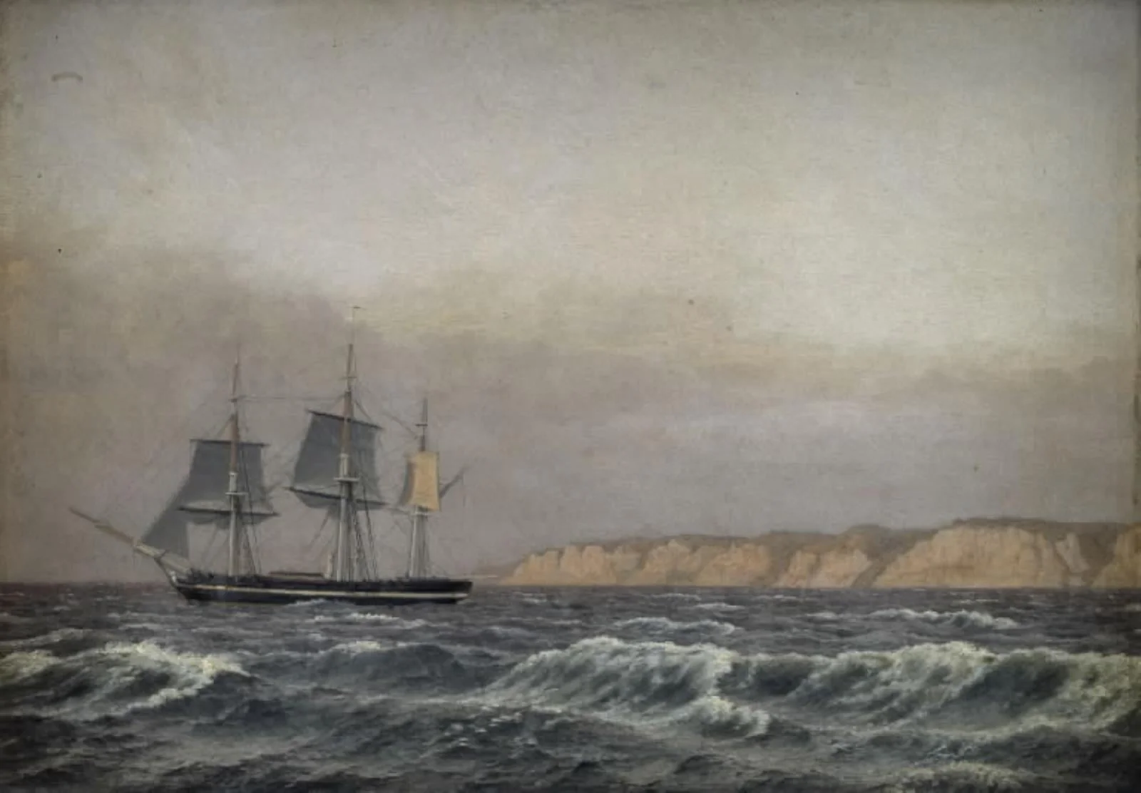 View of the Cliffs of Møn and a Corvette, detail