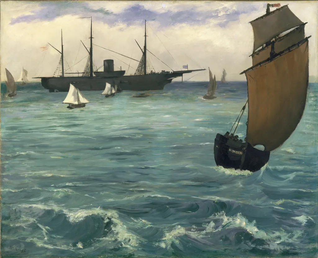 The Kearsarge at Boulogne, by Édouard Manet, oil, 1864