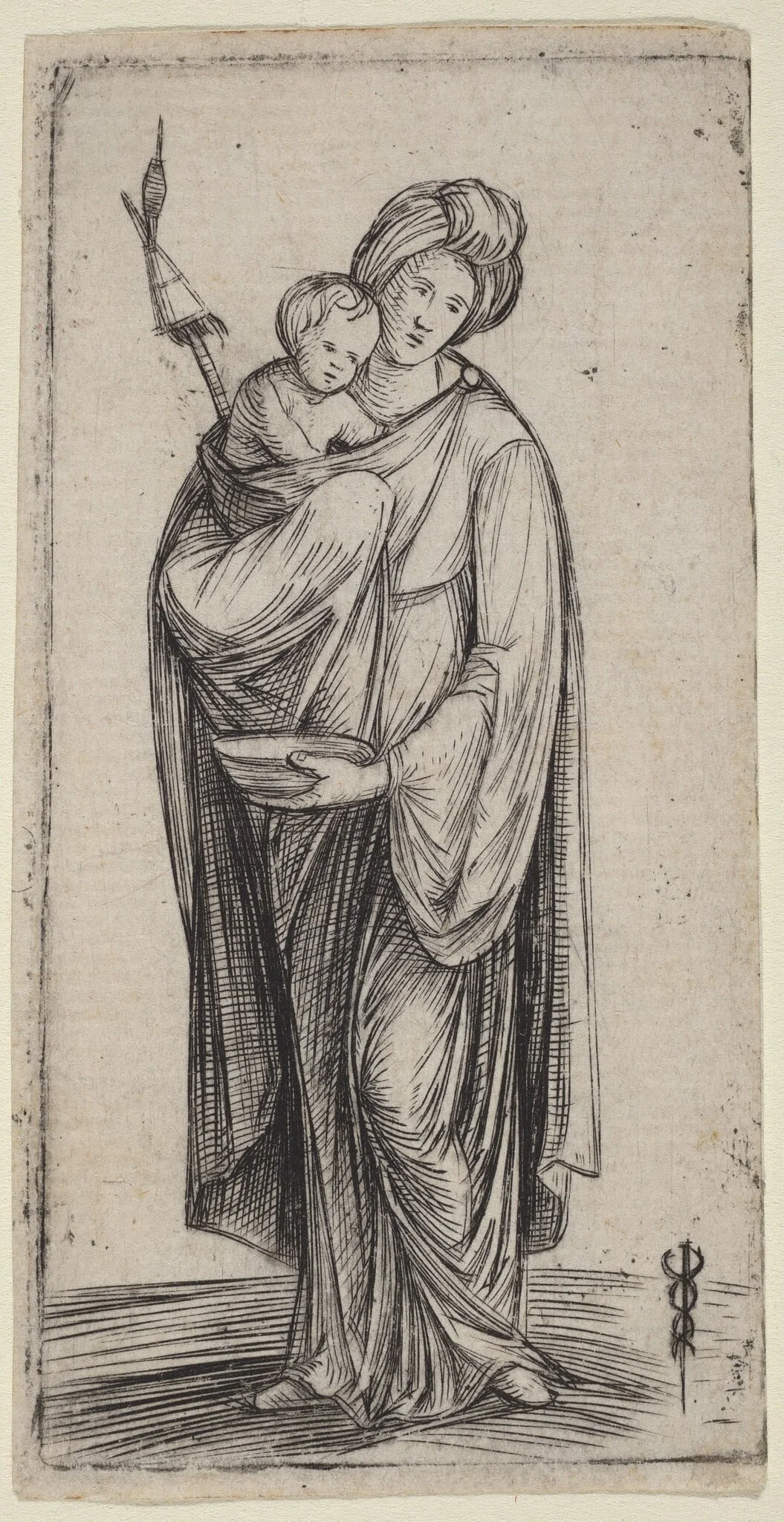 Woman and Child with Distaff, detail