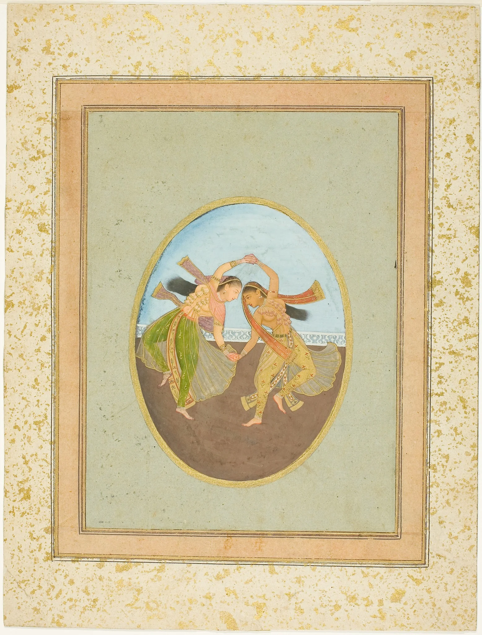 Two Girls Performing Kathak, detail