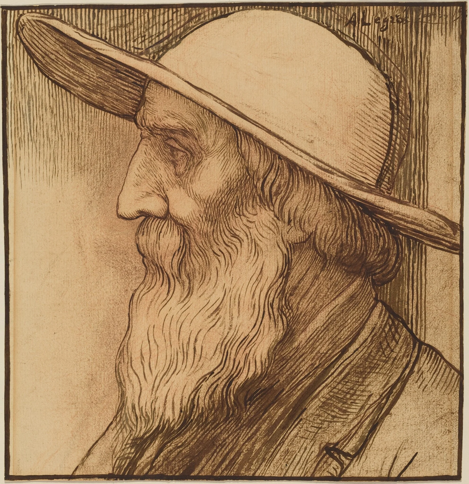 Head of an Old Man with a Wide-Brimmed Hat, detail