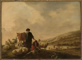 Pastoral scene, by Jacob van Strij, oil, 1795