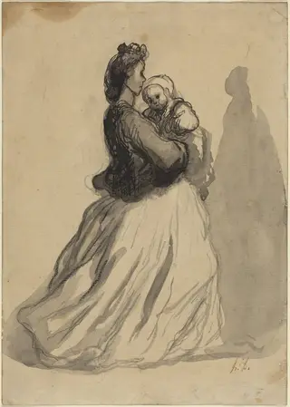 Mother and Baby, by Honoré Daumier, ink, 1844