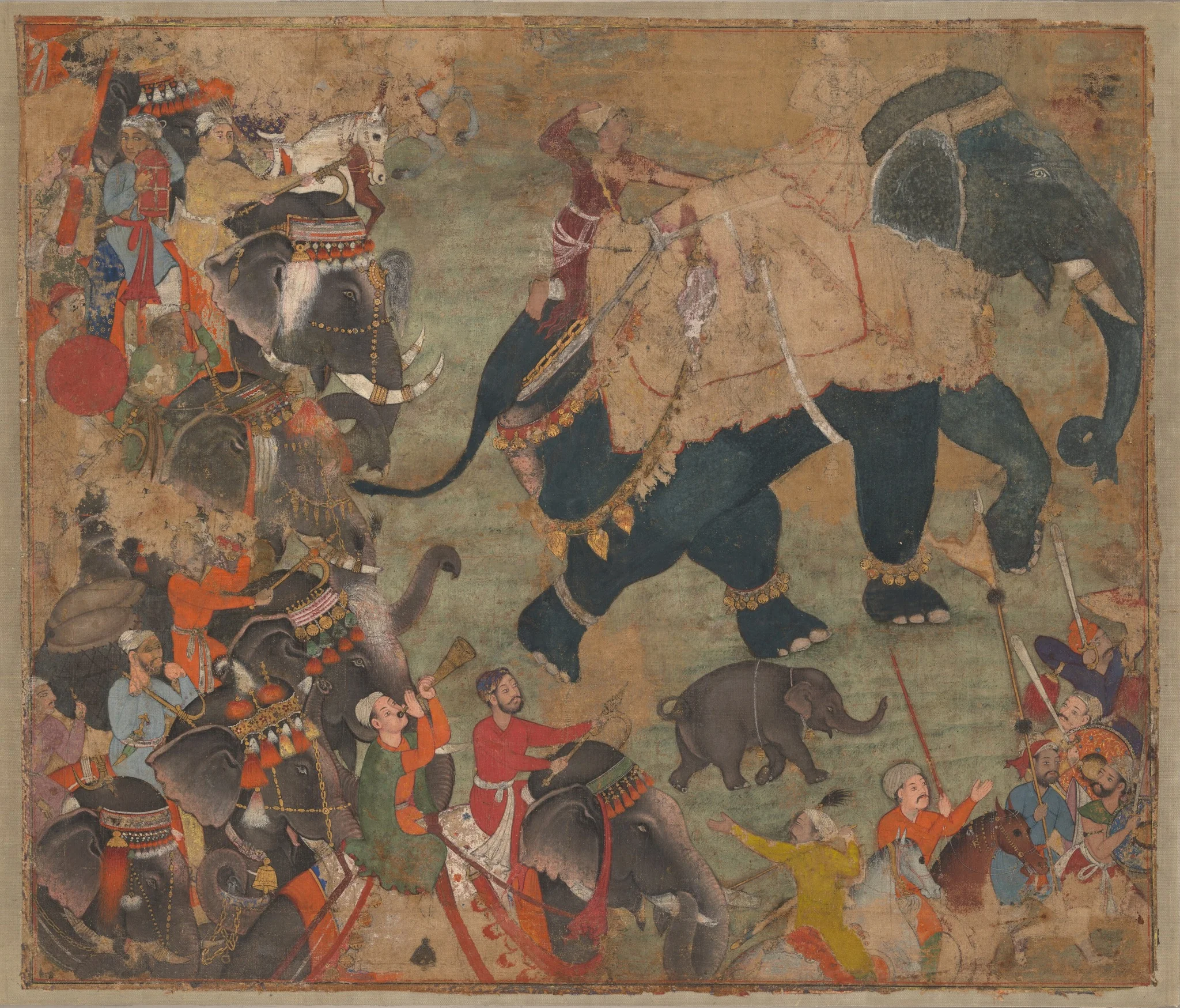 A Prince Riding an Elephant in Procession, detail