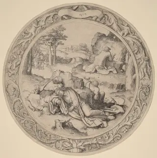 Christ in Gethsemane (Agony in the Garden), by Lucas van Leyden, ink, 1509