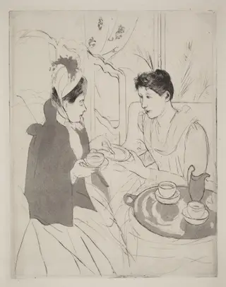 Afternoon Tea Party, by Mary Cassatt, ink, 1890