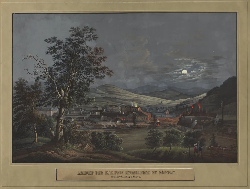 View of the K. K. Private Iron Factory in Zöptau, by Carl Julius Rieden, 1850
