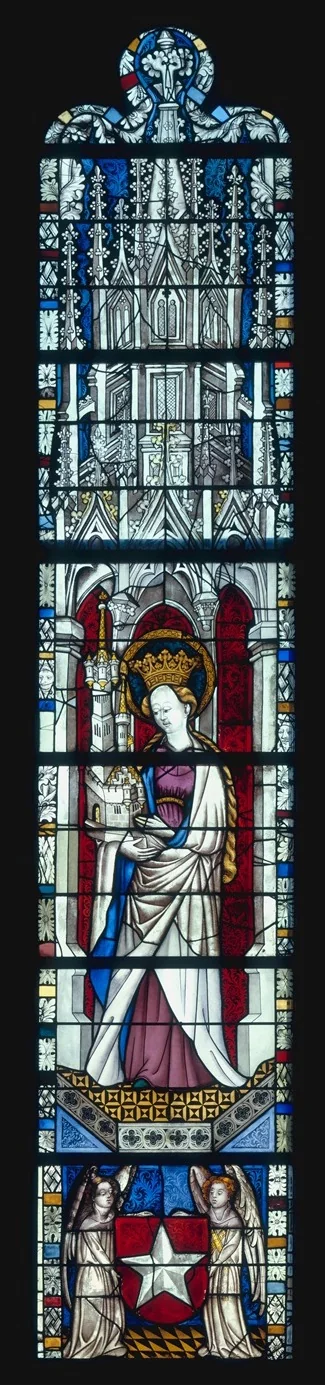 The Virgin Mary and Five Standing Saints above Predella Panels, detail
