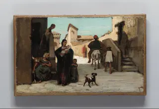 The Fable of the Miller, His Son, and the Donkey, by Elihu Vedder, oil, 1867
