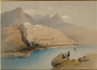 Attock on the Indus, by Pritchett, watercolor, 1850
