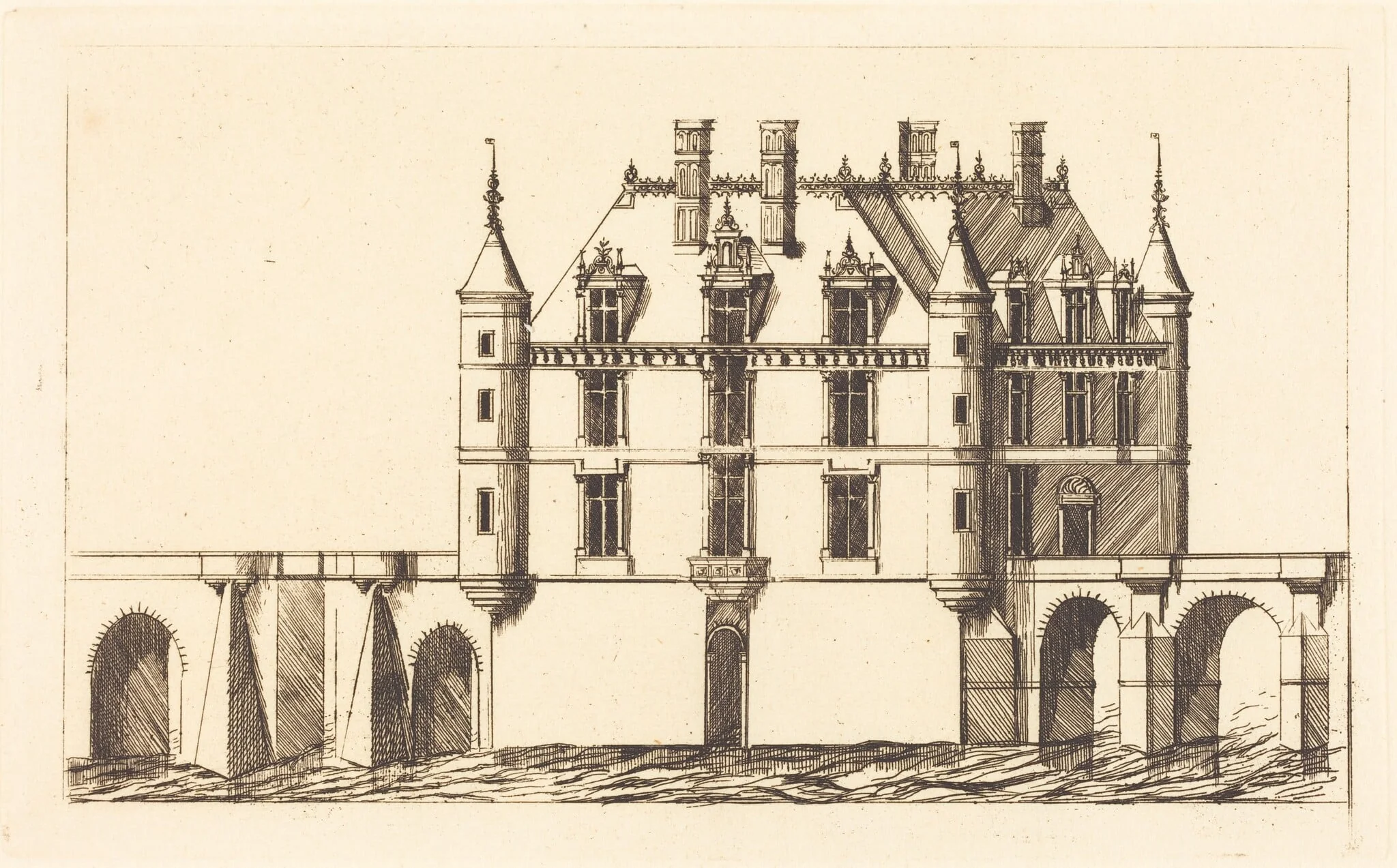 Chateau de Chenonceau, 1re planche (The Chateau of Chenonceau, 1st plate), detail