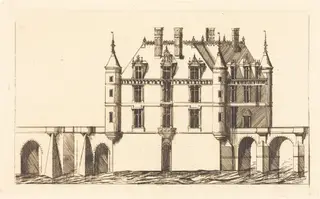 Chateau de Chenonceau, 1re planche (The Chateau of Chenonceau, 1st plate), by Charles Meryon, ink, 1856