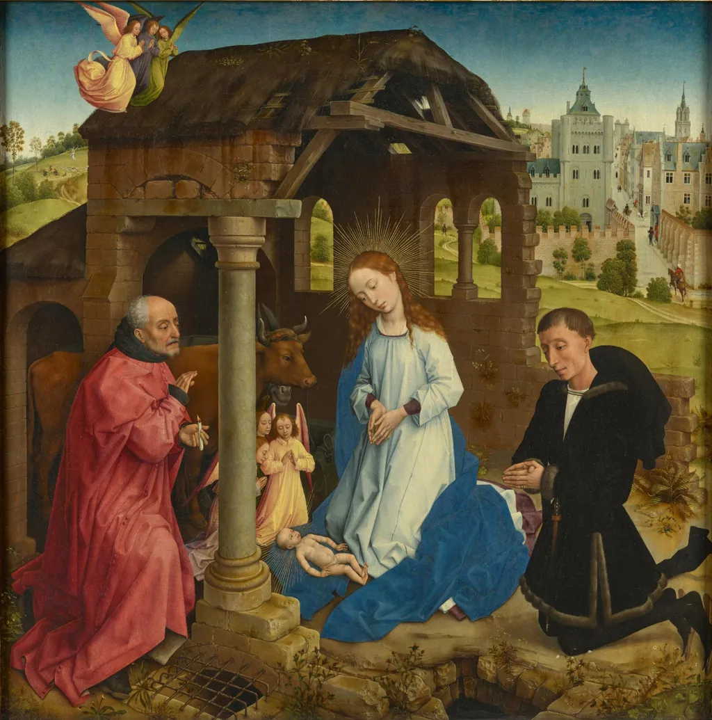 Bladelin Triptych Nativity (central panel), by Rogier van der Weyden, oil, 1445