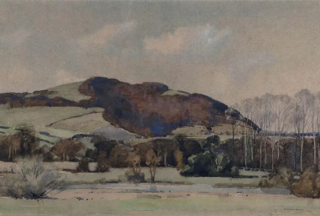 Duncton Hill, Sutton, Sussex, by Edgar Thomas Holding, watercolor, 1912