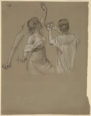 Dionysian Revelers, by Elihu Vedder, charcoal, 1880