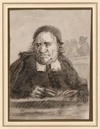 Head Study of a Preacher, by Francis Le Piper, ink, 1670