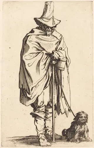 Beggar with Dog, by Jacques Callot, ink, 1622