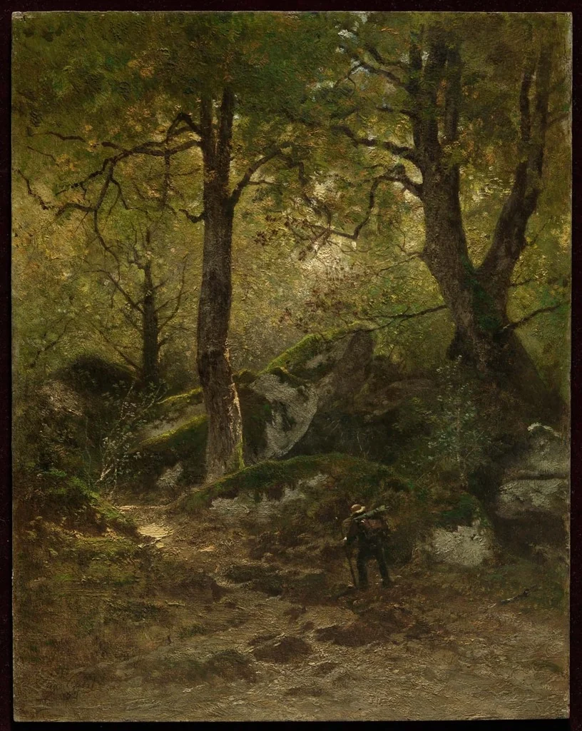 Artist in the Gorge aux Loups, Forest of Fontainebleau, detail