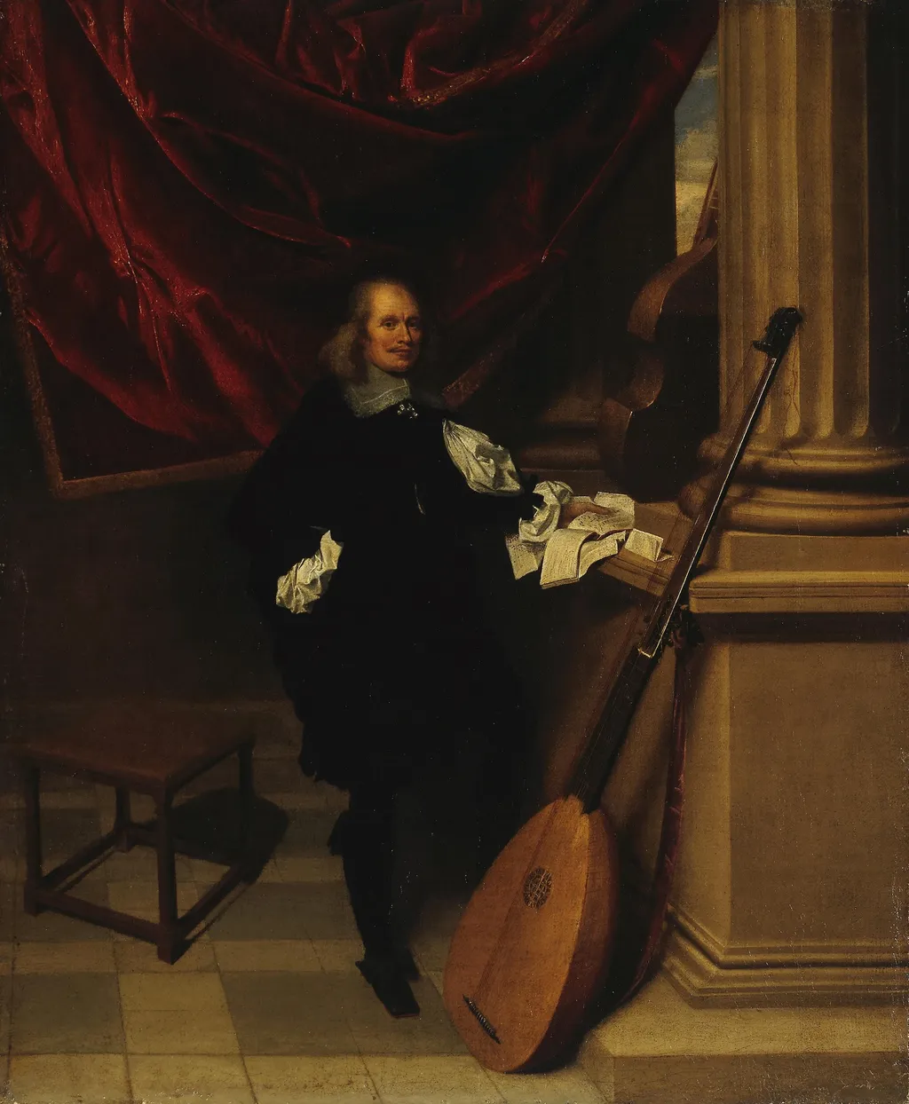 Portrait of a Musician, by Karel Emmanuel Biset, oil, 1650