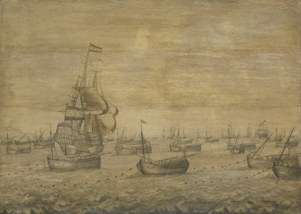 The Dutch herring fleet, by Pieter Vogelaer, graphite, 1693