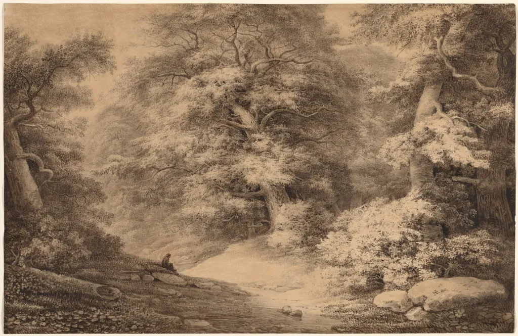 A Beech Wood with a Resting Traveler, by Christoph Nathe, 1803