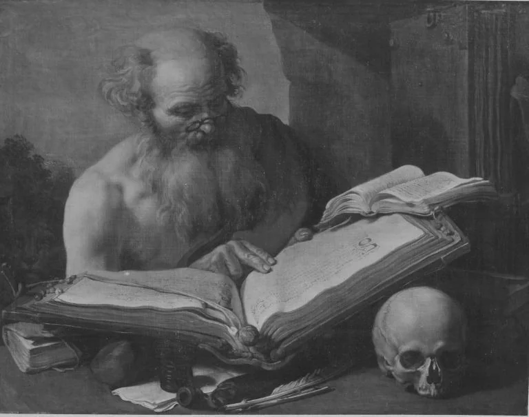 Saint Jerome reading, detail