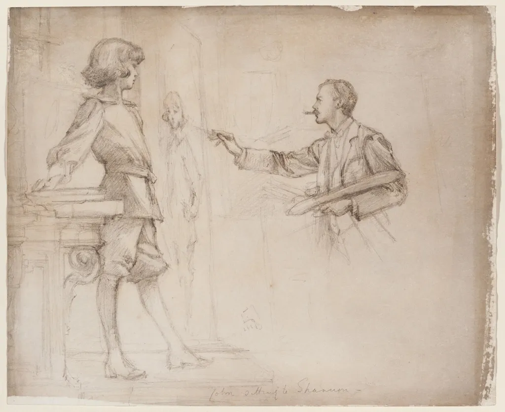 James Jebusa Shannon Painting a Portrait of the Young John Manners, by Violet Marchioness of Granby Manners, ink, 1897