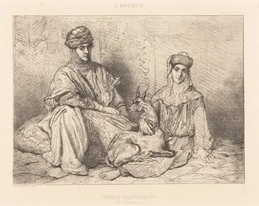 Femmes Mauresques de Constantine, by Théodore Chassériau, ink, 1851