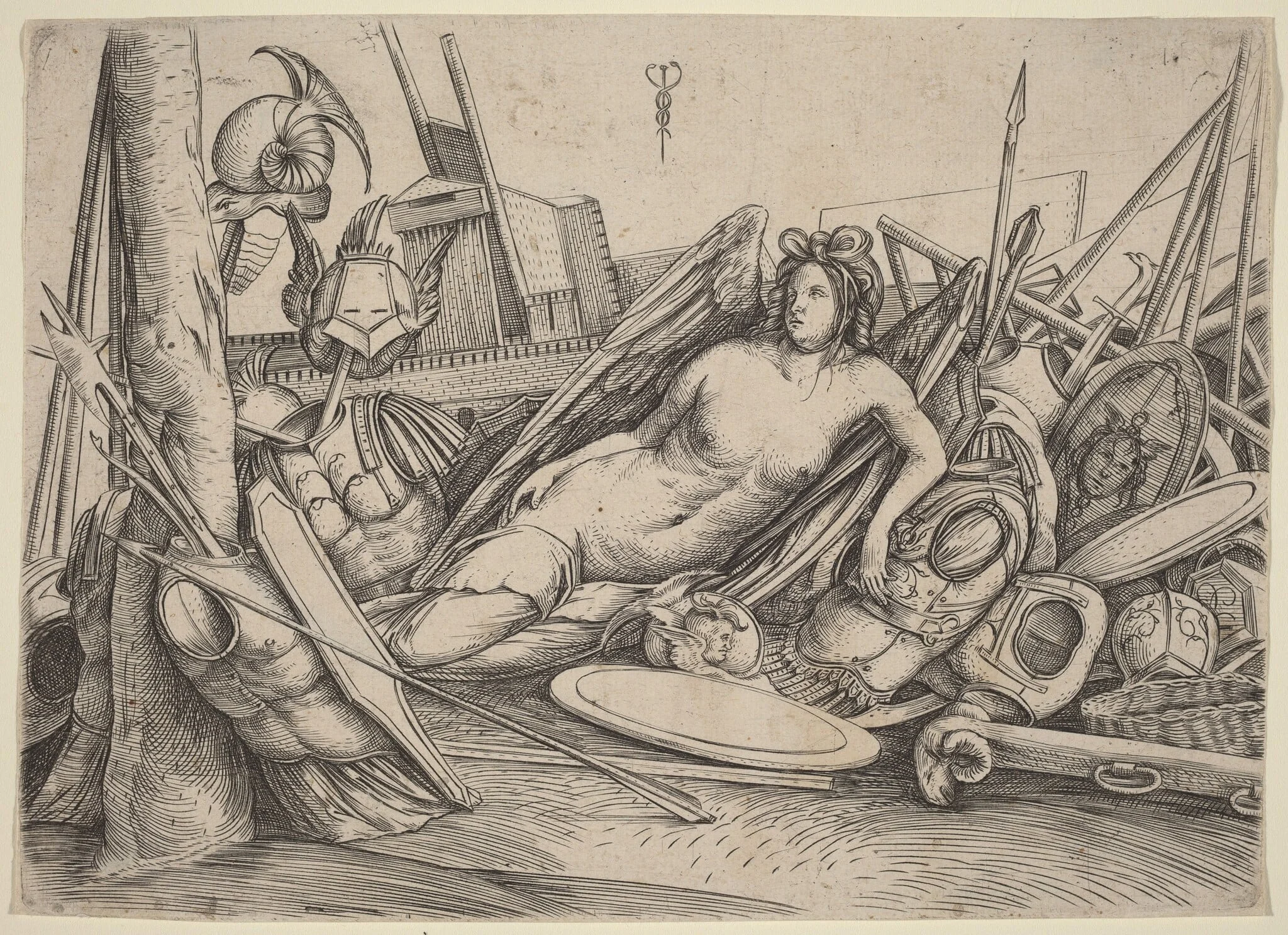 Victory Reclining Amid Trophies, detail
