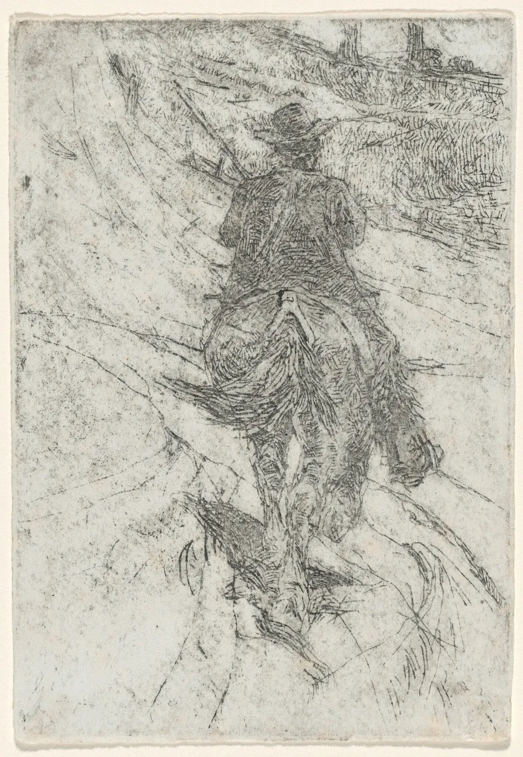 Herdsman on Horseback (Buttero a cavallo), by Giovanni Fattori, ink, 1885