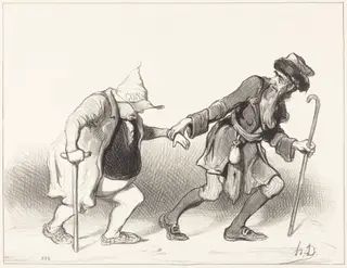 Le Constitutionnel et le Juif errant, by Honoré Daumier, ink, 1844