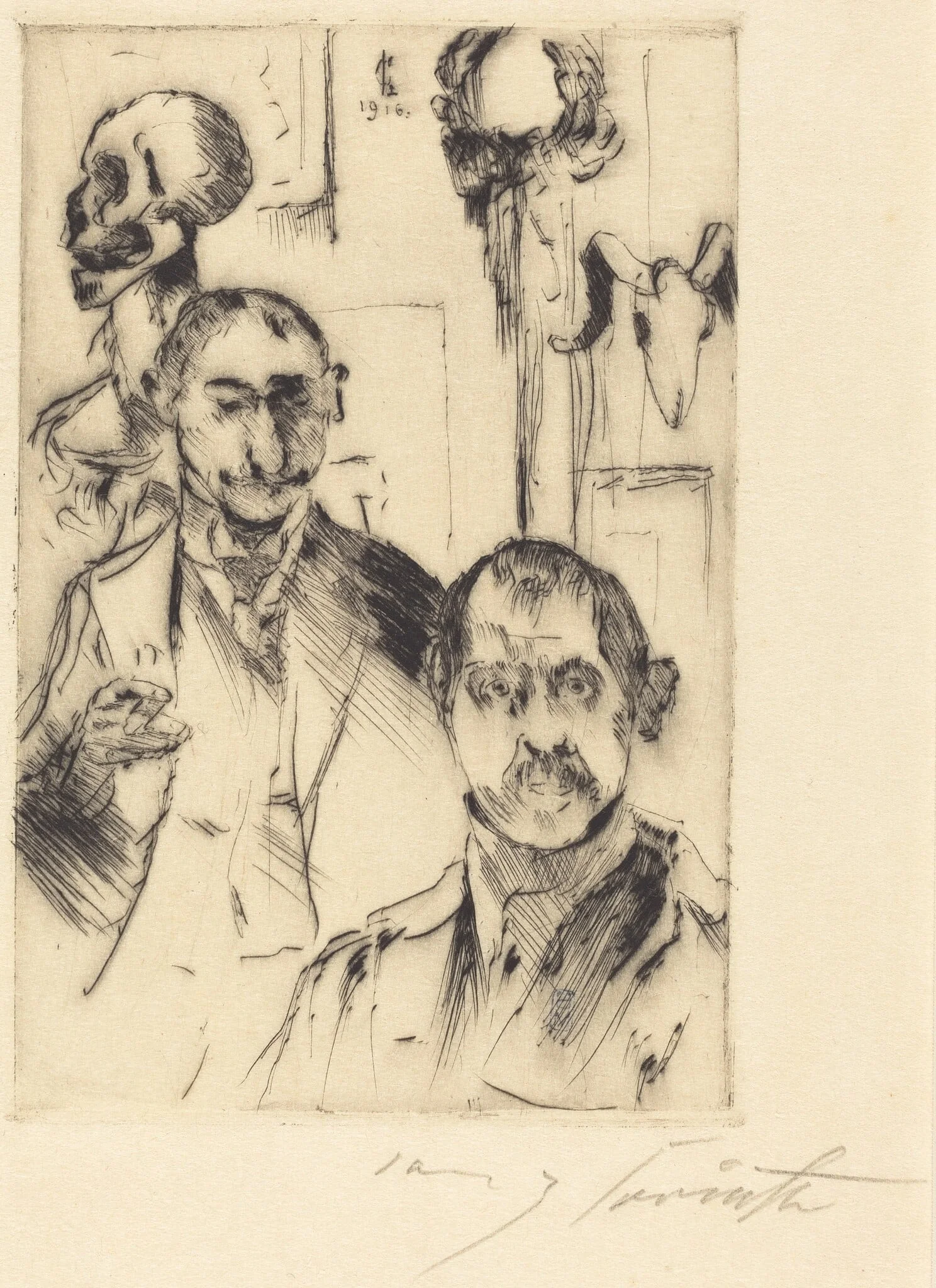 Doppelbildnis mit Skelett (Double Portrait with Skeleton), detail