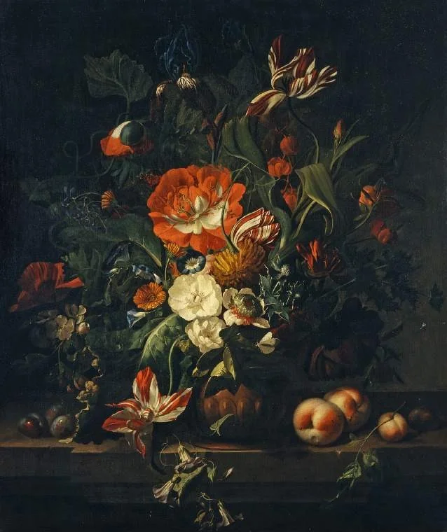 Flowers in a terracotta vase, detail