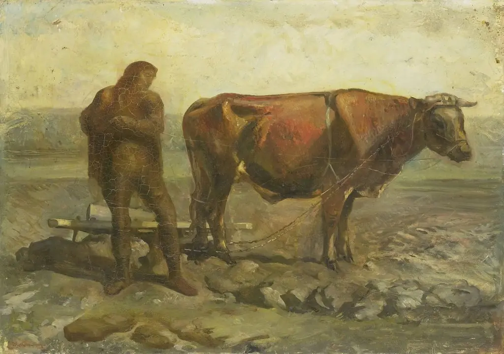 Ploughing Farmer, by Willem van Konijnenburg, oil, 1915