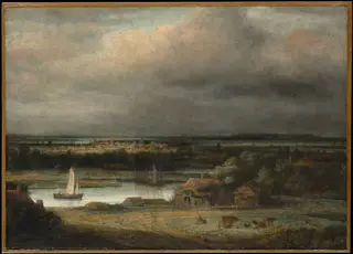 Wide River Landscape, by Philips Koninck, oil, 1648