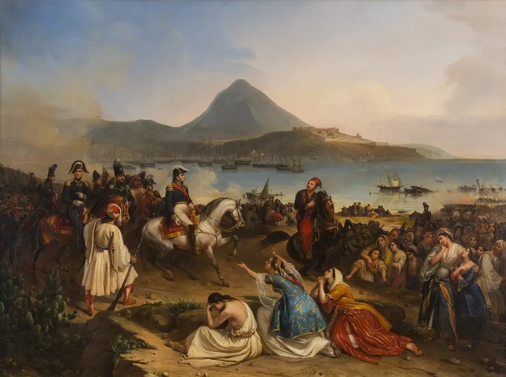 Meeting between General Maison and Ibrahim Pasha in Navarino, September 1828, by Jean-Charles Langlois, oil, 1838