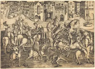 The Tournament, by Master MZ, ink, 1500