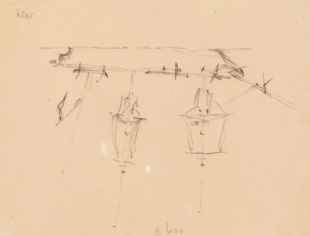 A Sailing Ship [verso], by Edward Lear, chalk, 1842