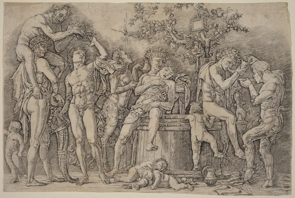 Bacchanal with a Wine Vat, by Andrea Mantegna, ink, 1481