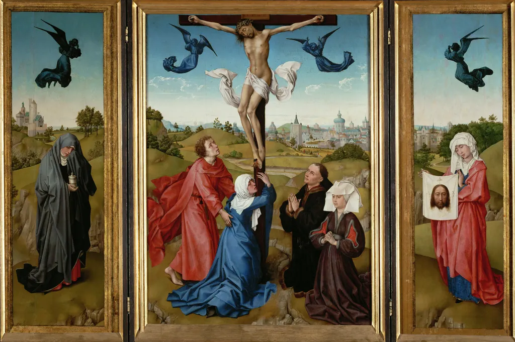 Crucifixion Triptych, by Rogier van der Weyden, oil, 1440