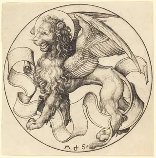 The Lion of Saint Mark, by Martin Schongauer, ink, 1490