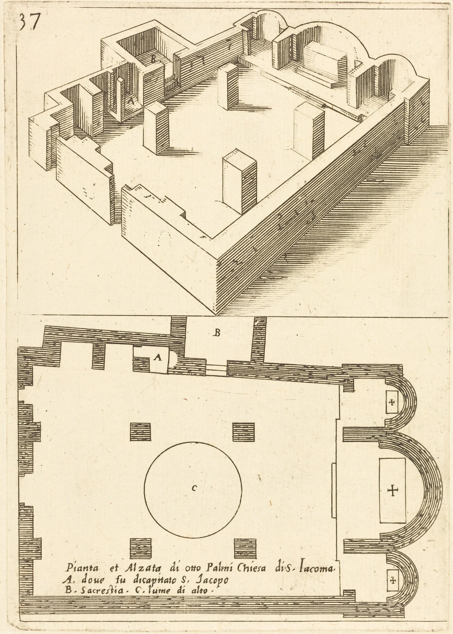 Plan and Elevation of the Church of S. Iacoma, detail