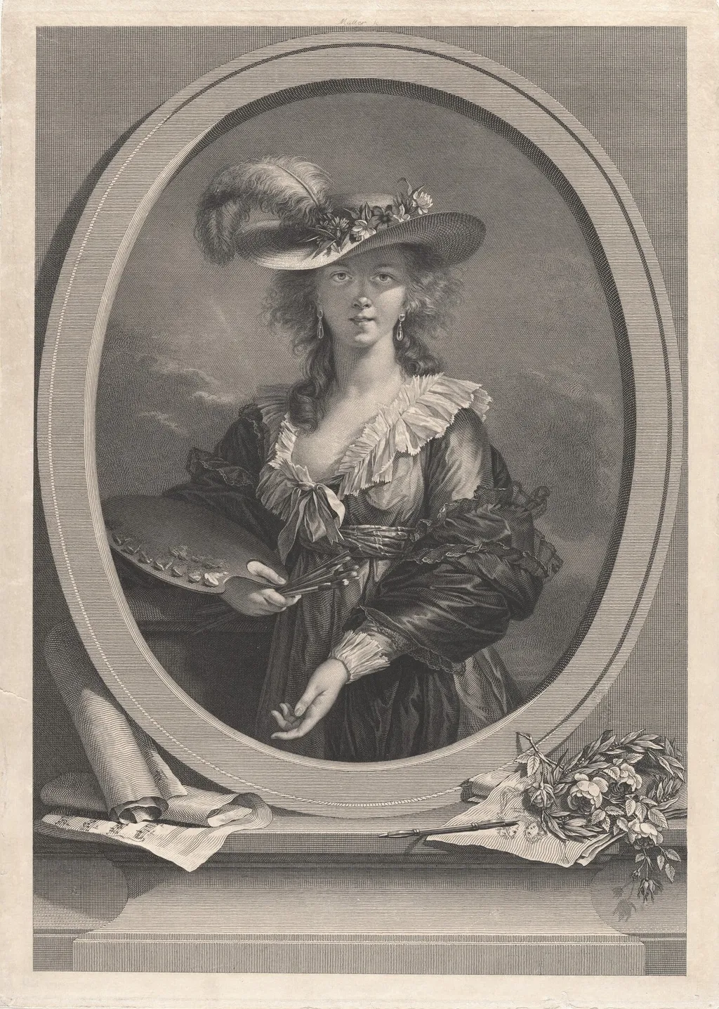 Élisabeth Louise Vigée Le Brun, by Johann Gotthard Müller, ink, 1785