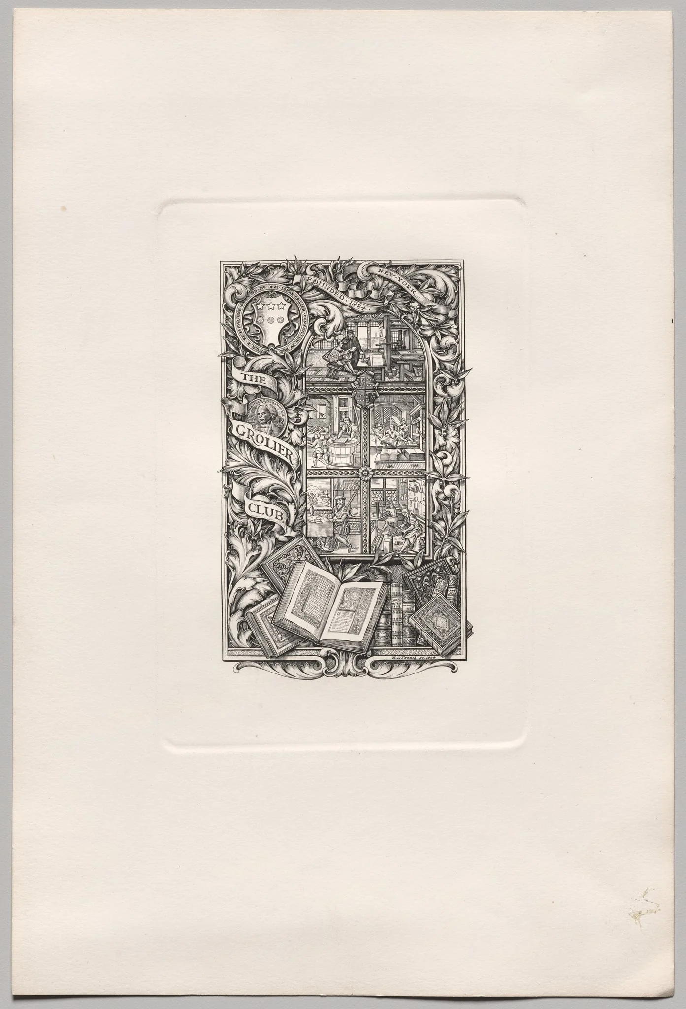 Bookplate for the Grolier Club, detail