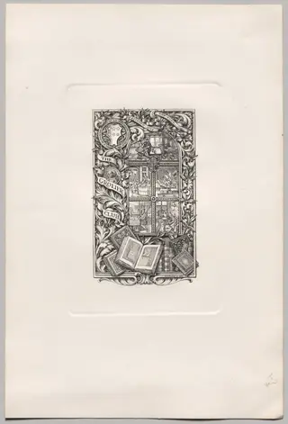 Bookplate for the Grolier Club, by Edwin Davis French, 1894