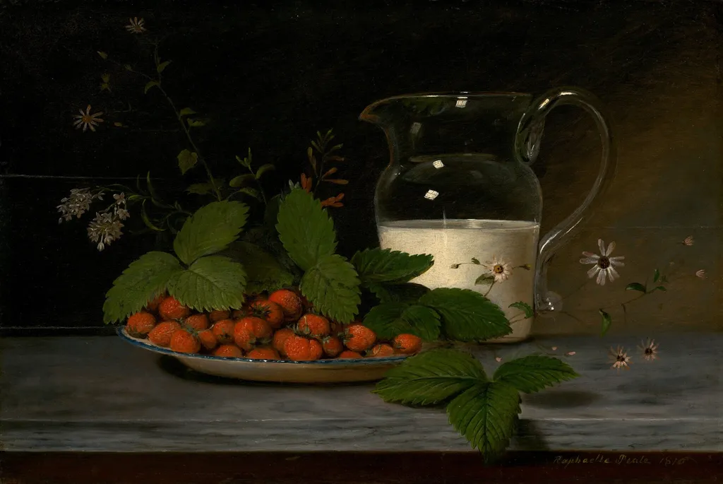 Strawberries and Cream, by Raphaelle Peale, oil, 1816