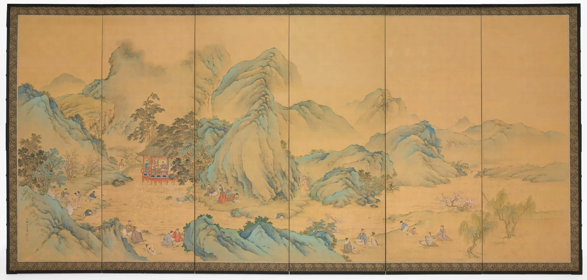 The Gathering at the Orchid Pavilion (front); Geese among Reeds (back), detail